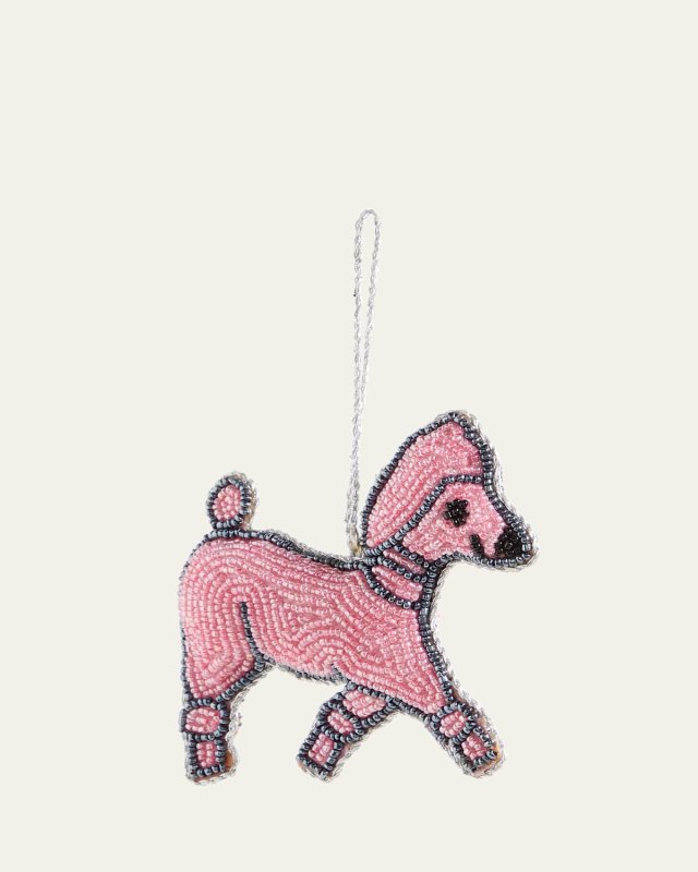 Beaded Pink Poodle Christmas Ornament